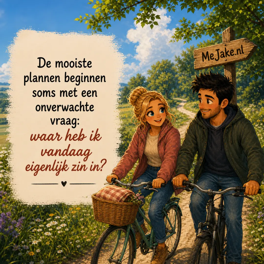 Illustratie bij de quote: De mooiste plannen beginnen soms met een onverwachte vraag: waar heb ik vandaag eigenlijk zin in?