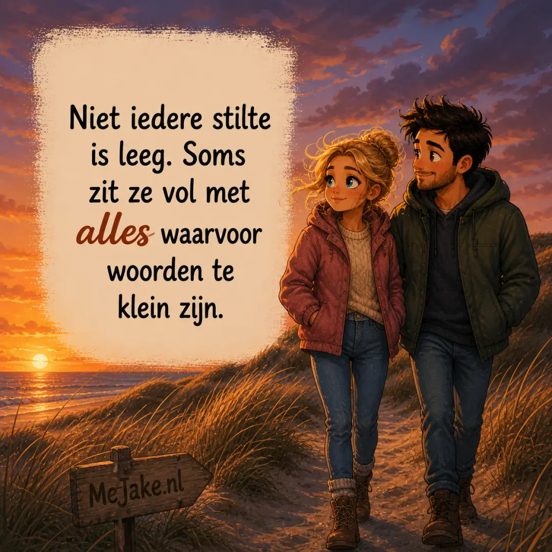 Illustratie bij de quote: Niet iedere stilte is leeg. Soms zit ze vol met alles waarvoor woorden te klein zijn.