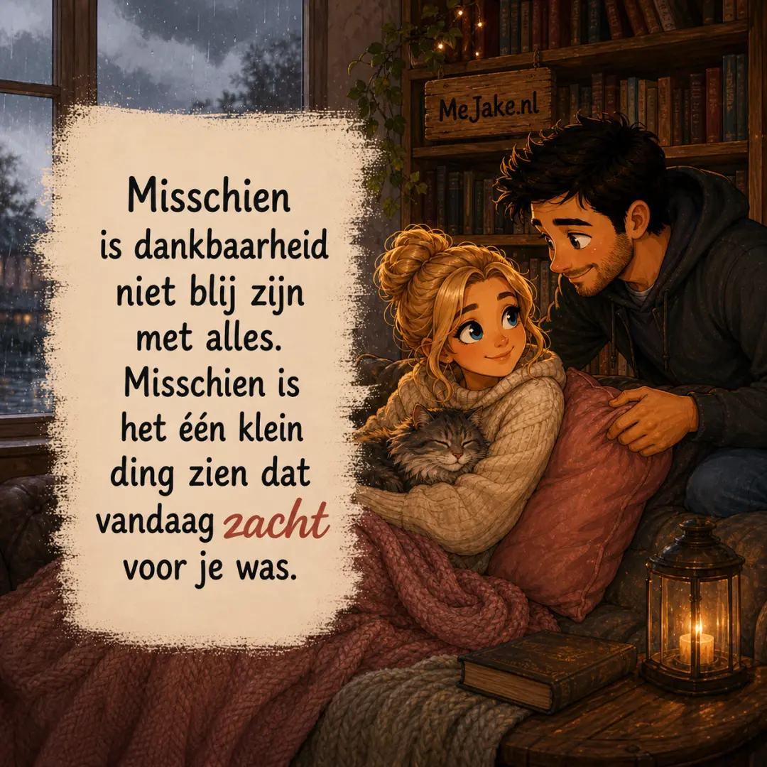 Illustratie bij de quote: Misschien is dankbaarheid niet blij zijn met alles. Misschien is het één klein ding zien dat vandaag zacht voor je was.