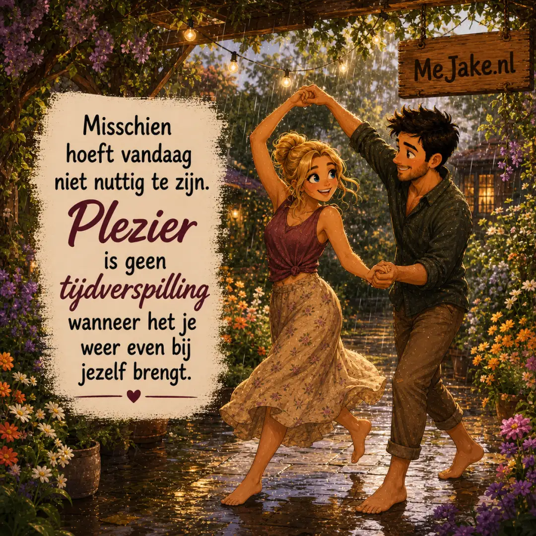 Illustratie bij de quote: Misschien hoeft vandaag niet nuttig te zijn. Plezier is geen tijdverspilling wanneer het je weer even bij jezelf brengt.