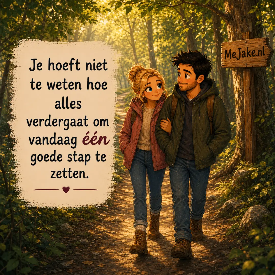 Illustratie bij de quote: Je hoeft niet te weten hoe alles verdergaat om vandaag één goede stap te zetten.
