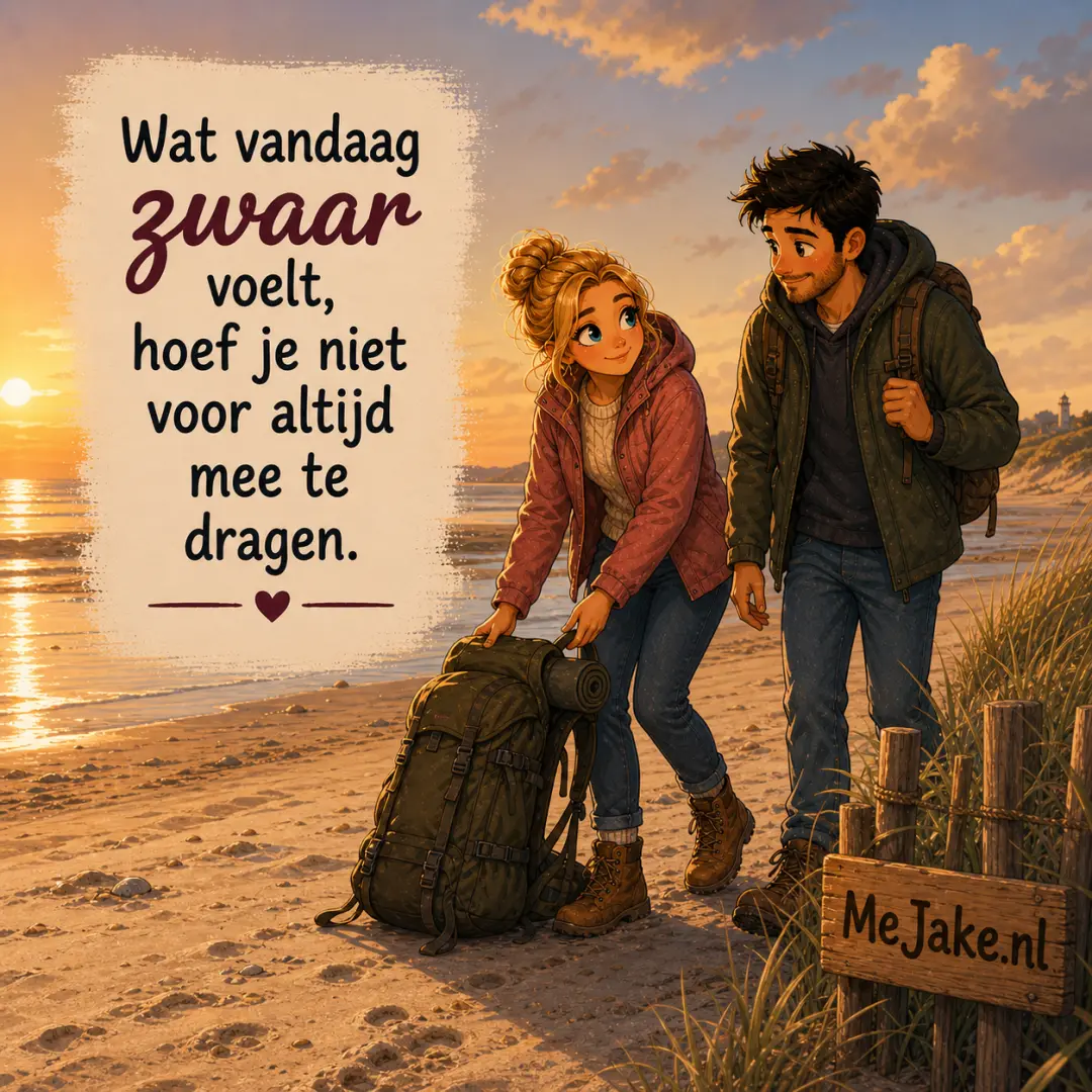 Illustratie bij de quote: Wat vandaag zwaar voelt, hoef je niet voor altijd mee te dragen.