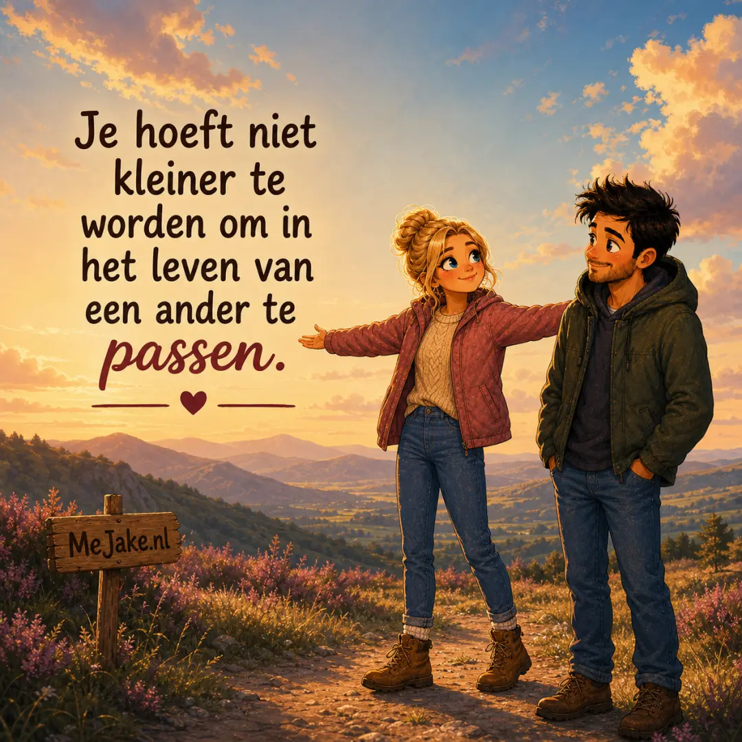 Illustratie bij de quote: Je hoeft niet kleiner te worden om in het leven van een ander te passen.