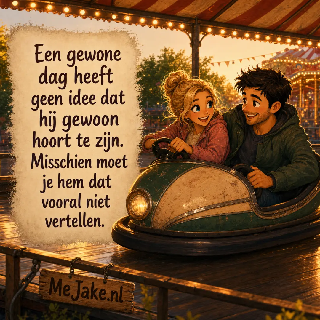 Illustratie bij de quote: Een gewone dag heeft geen idee dat hij gewoon hoort te zijn. Misschien moet je hem dat vooral niet vertellen.